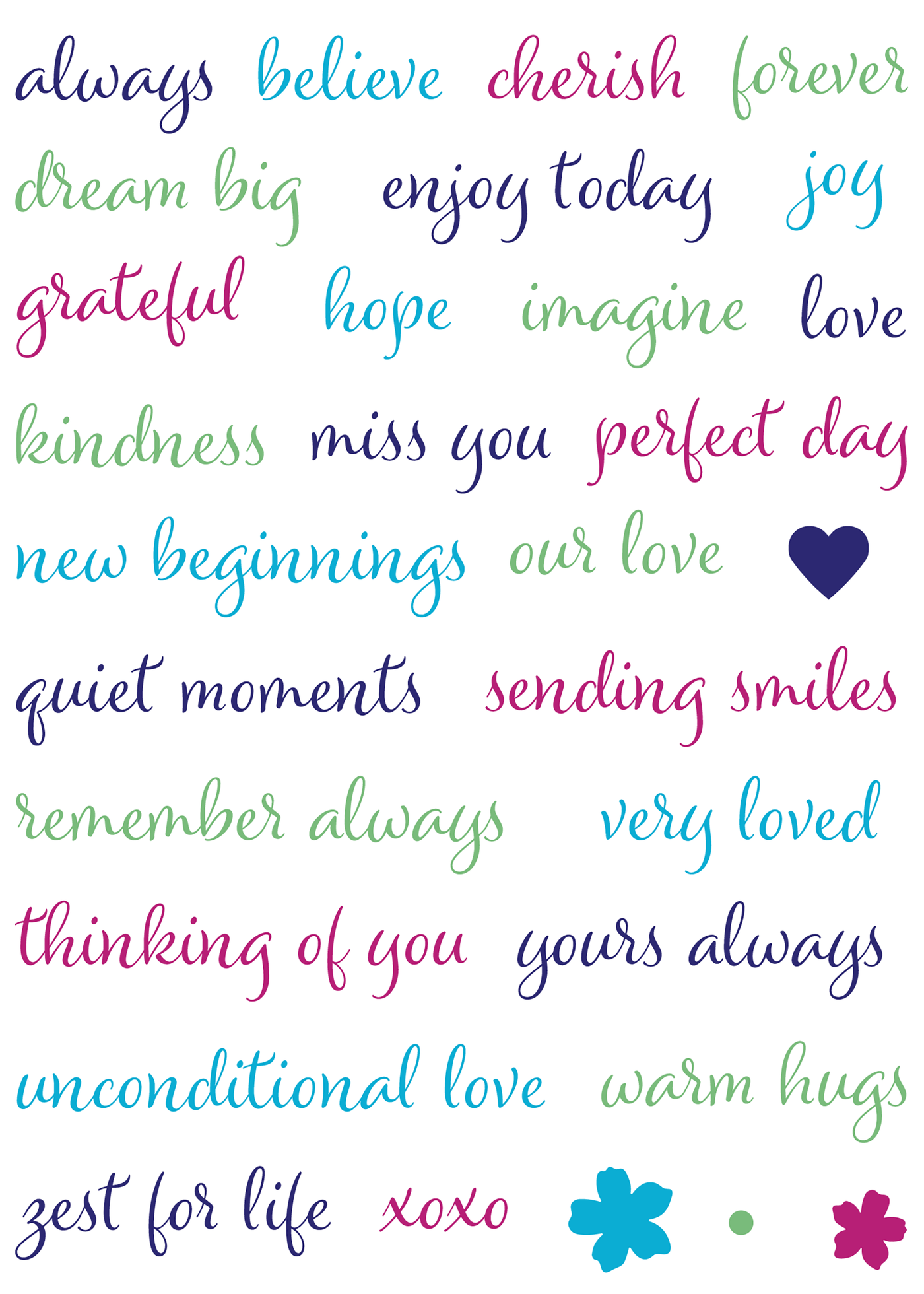 A to Z Sentiments 5x7 Stamps