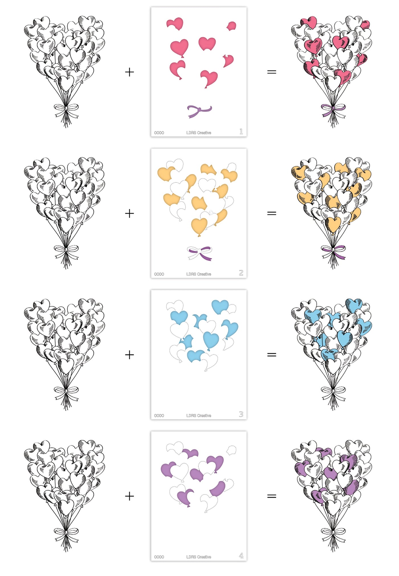 Heart Balloon Bouquet Layering Stencils