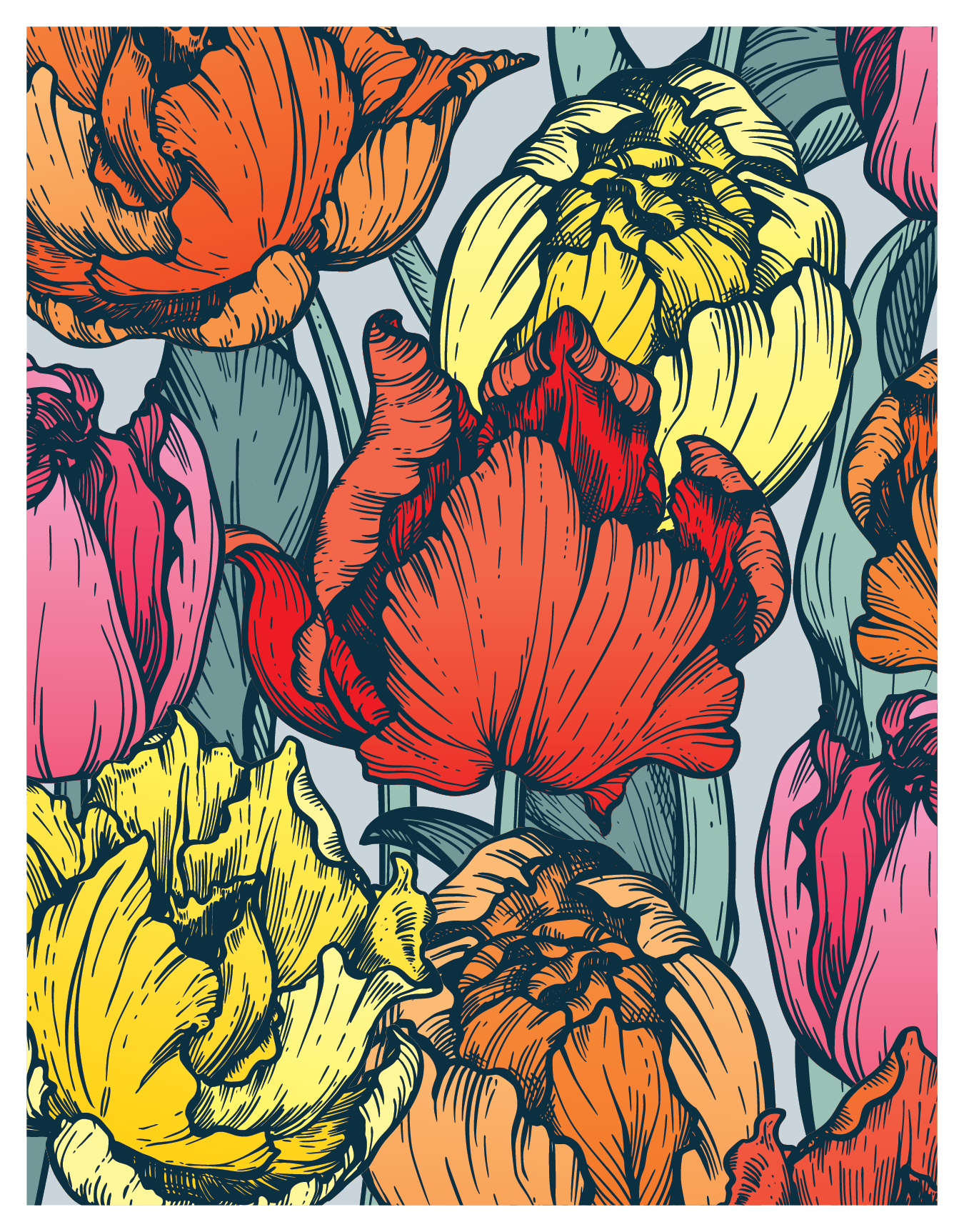 Tulip Mix Background Impress-ion Press + Foil Plate