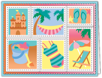 Beach Days Postage Collage Layering Stencils