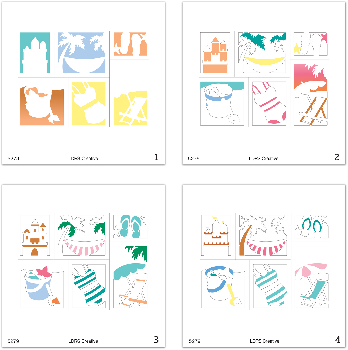 Beach Days Postage Collage Layering Stencils