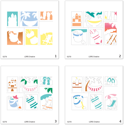 Beach Days Postage Collage Layering Stencils