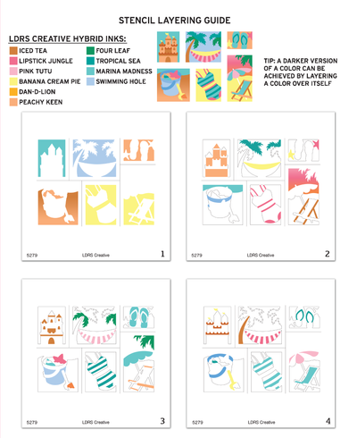 Beach Days Postage Collage Layering Stencils