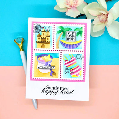 Beach Days Postage Collage Layering Stencils