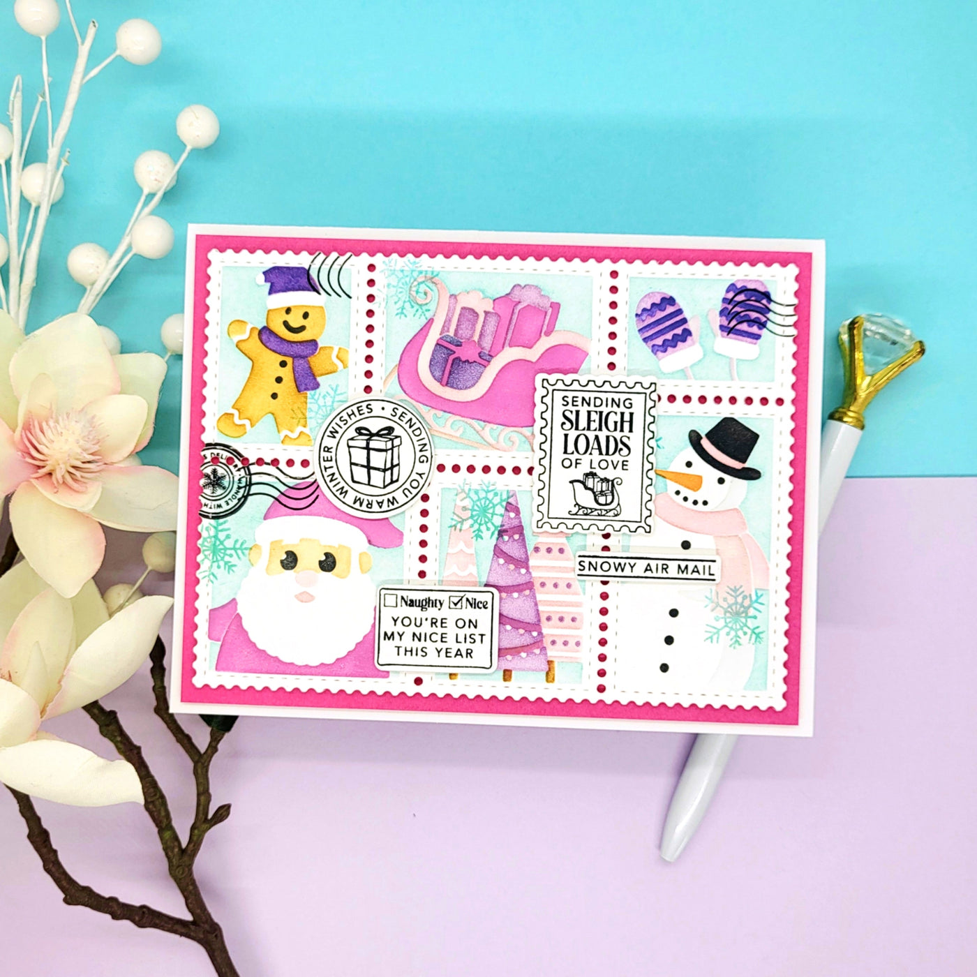 PRE-ORDER Season's Greetings Postage Collage Layering Stencils