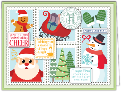 PRE-ORDER Season's Greetings Postage Collage Layering Stencils