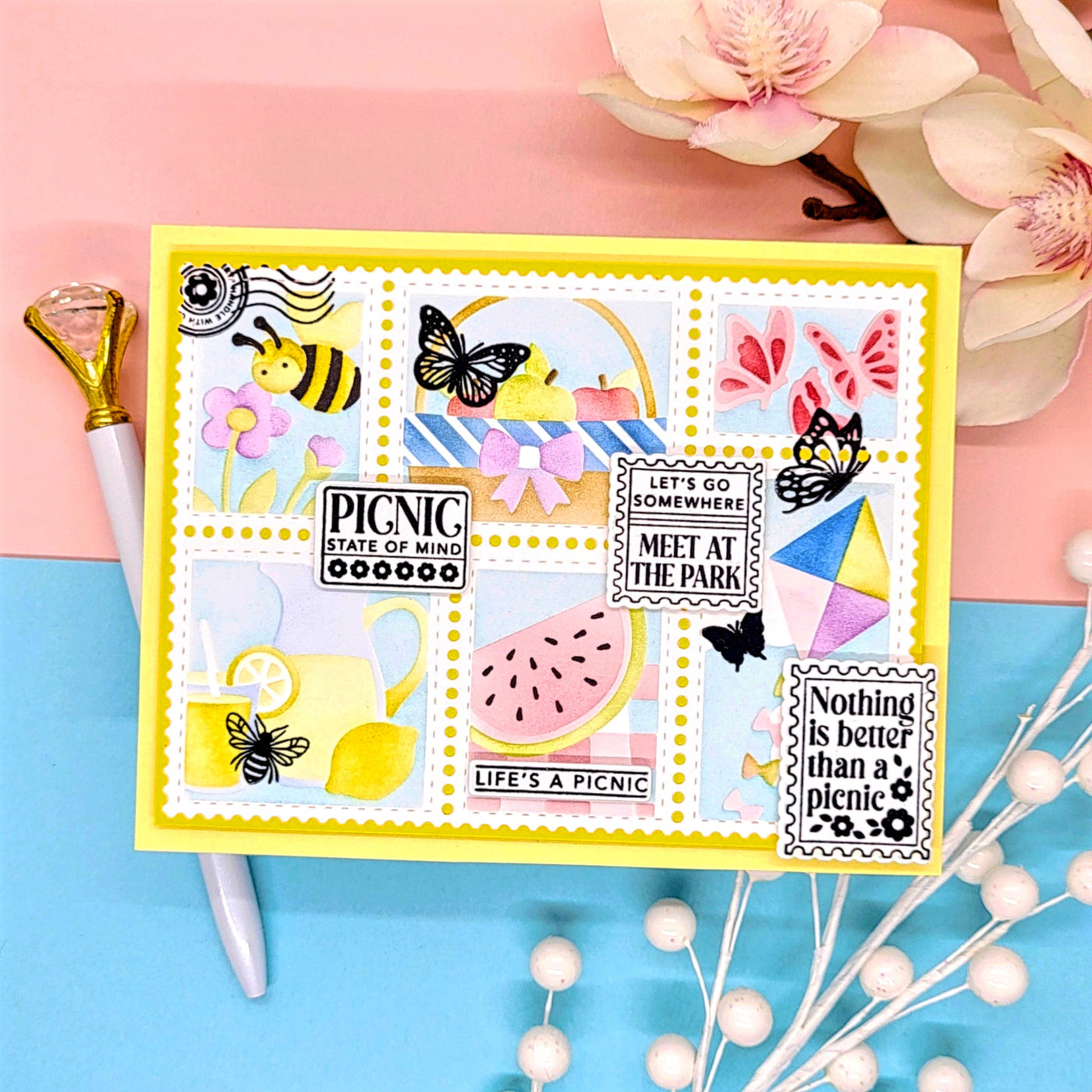 Picnic Days Postage Collage Layering Stencils