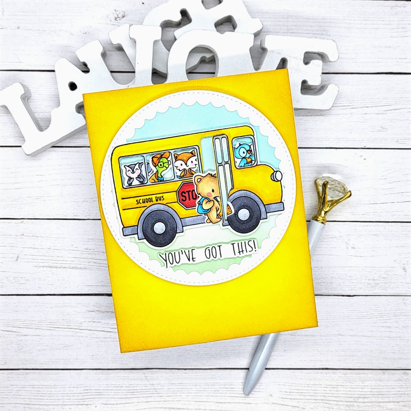 School Bus Pocket Pals 4x4 Stamps