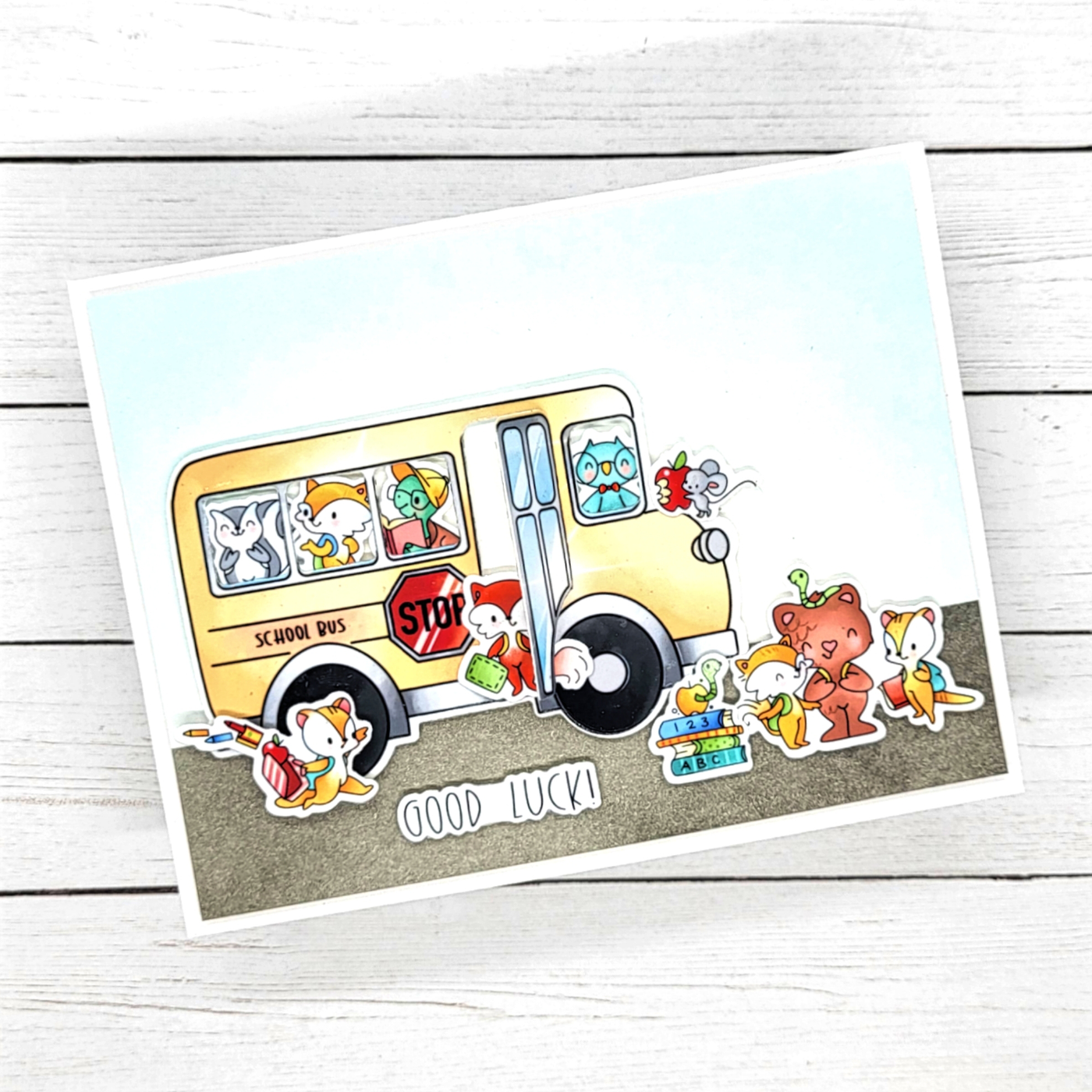 School Bus Pocket Pals 4x4 Stamps