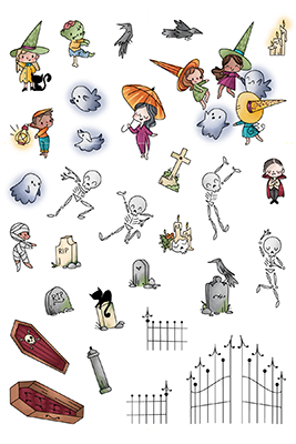 Graveyard Ghouls Pocket Pals 4x6 Stamps