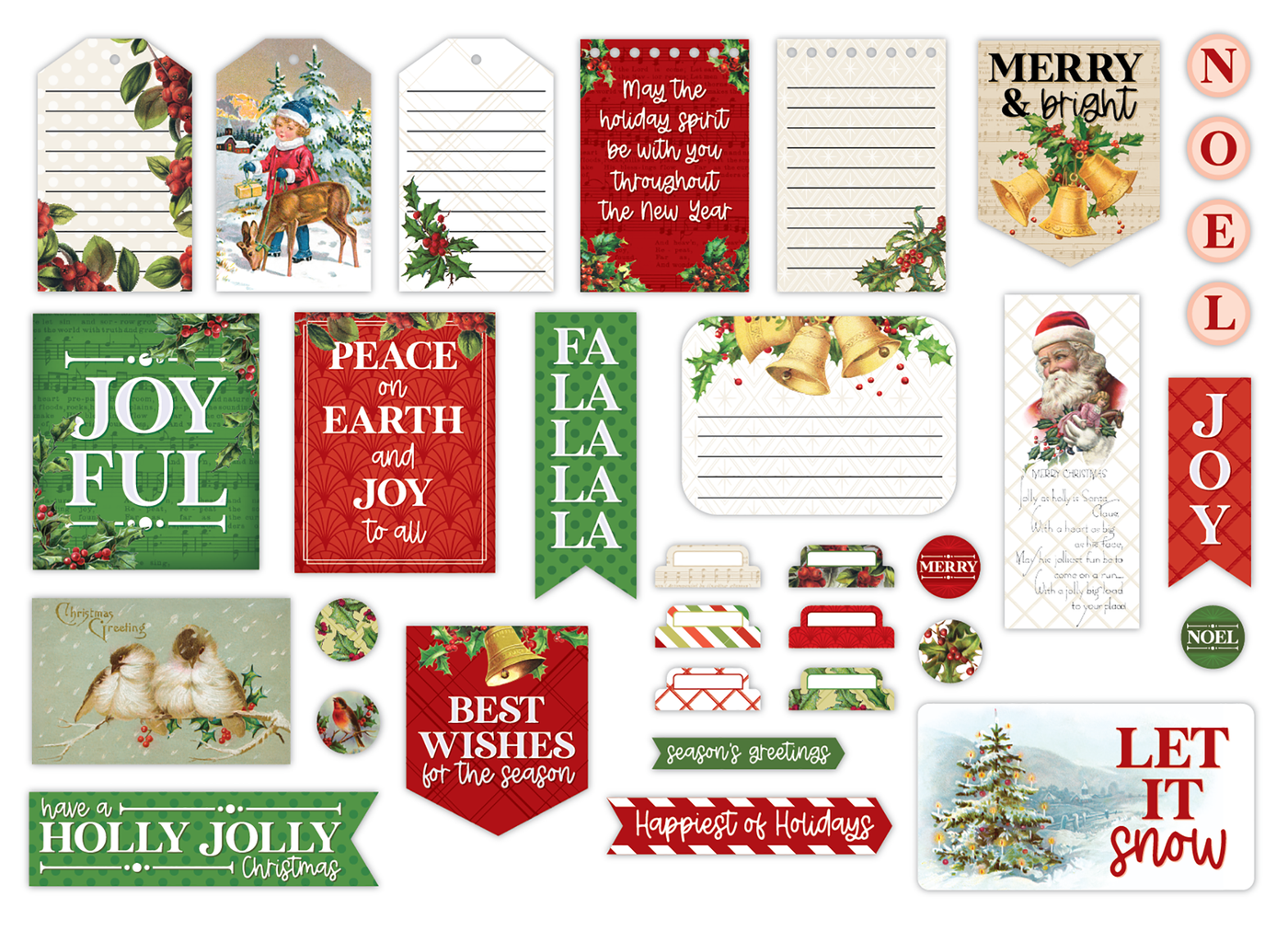 Yuletide Tag Ephemera Pieces