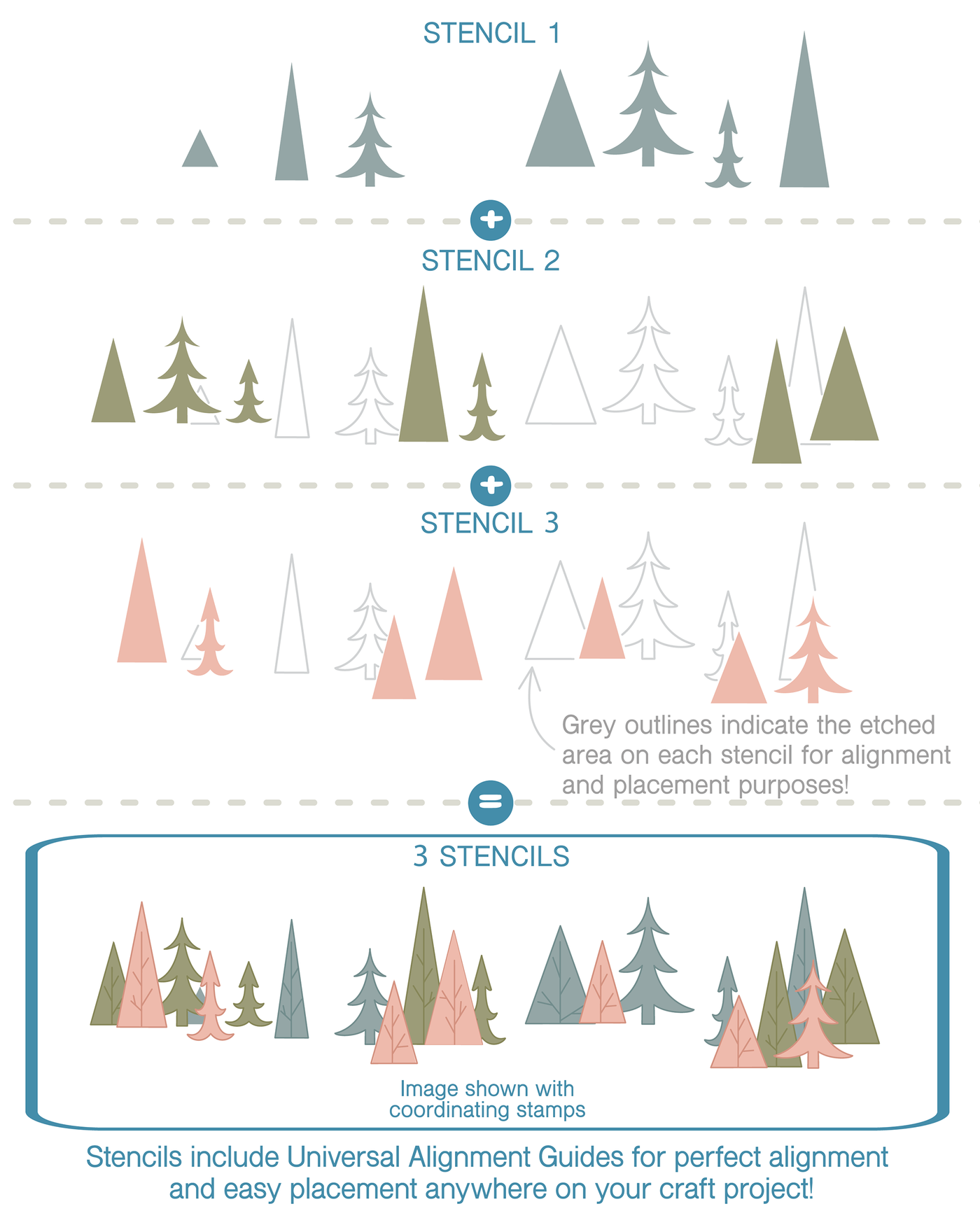 Through the Trees Slimline Layering Stencils - 3 Pack