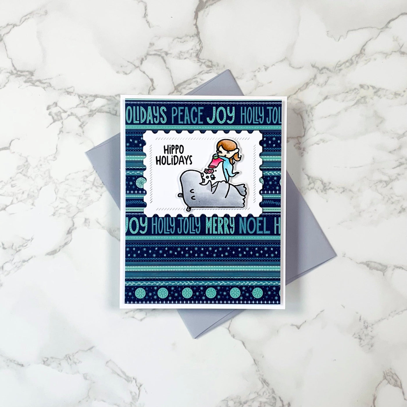 Hippopotamus for Christmas 4x8 Stamps