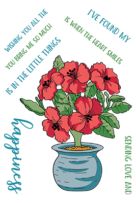 Potted Hibiscus 4x6 Stamp Set