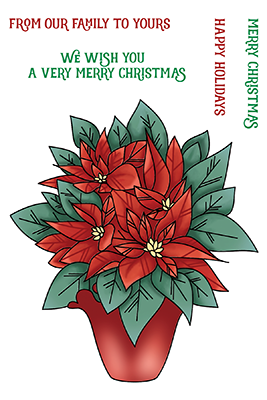 Potted Poinsettia 4x6 Stamps