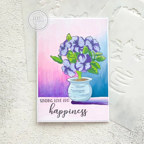 Potted Hibiscus 4x6 Stamp Set